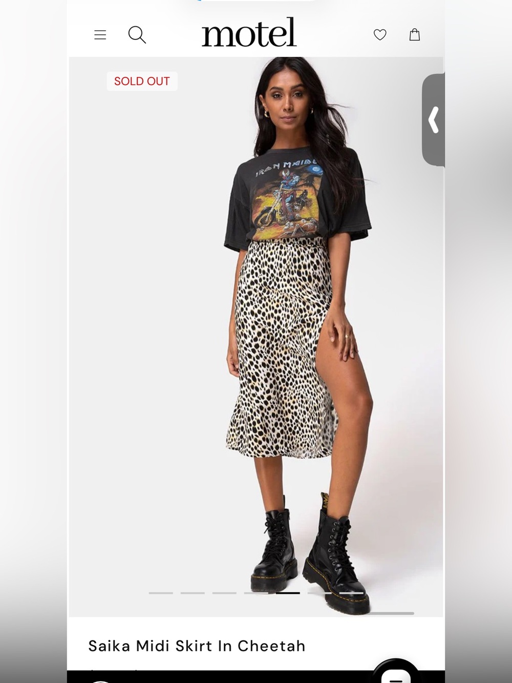Motel Rocks Leopard-Print Side-Slit Midi Skirt - Cream & Black